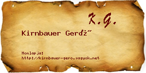 Kirnbauer Gerő névjegykártya